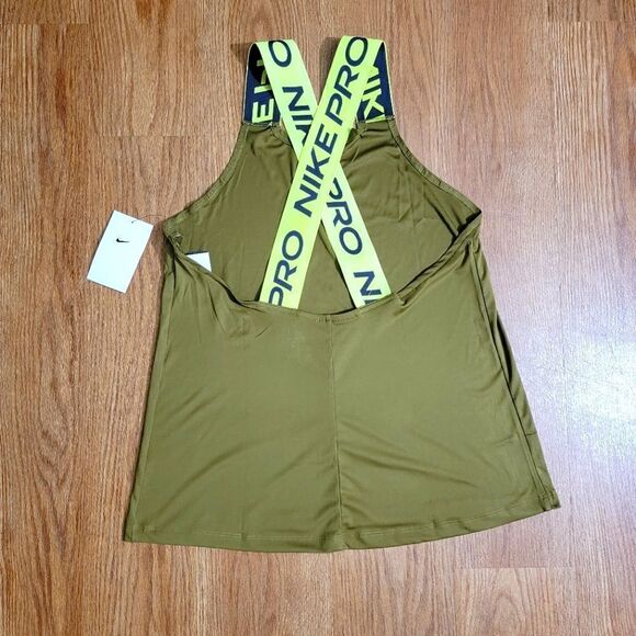 Nike Pro Intertwist Women's Tank Halter Racerback Top Gym Running Green Black M - Picture 1 of 5